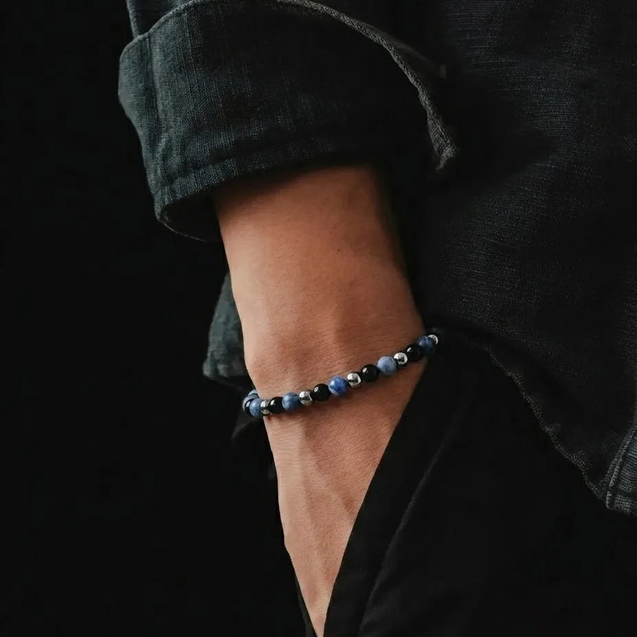 Onyx, Hematite & Sodalite Bracelet, 4mm, view 2 | Castello Jewels