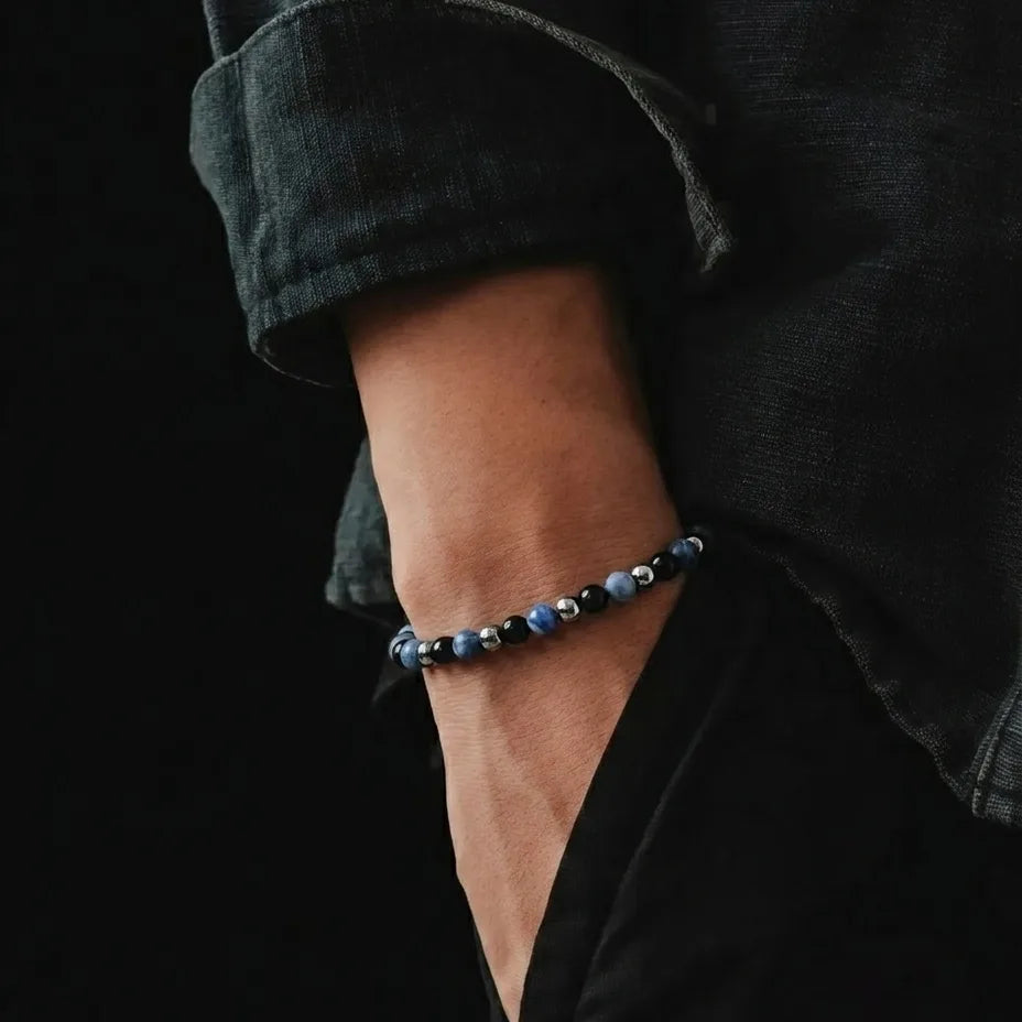 Onyx, Hematite & Sodalite Bracelet, 4mm, view 2 | Castello Jewels