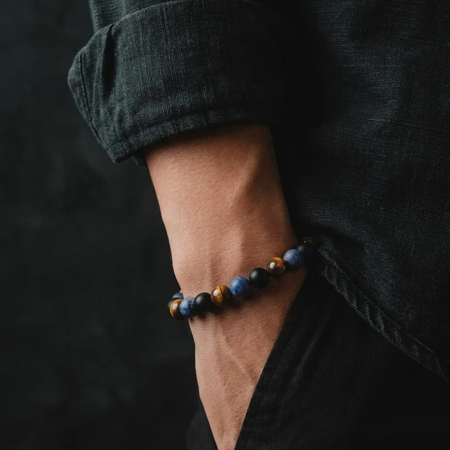 Sodalite, Tiger's Eye & Onyx Bracelet, 4mm, view 2 | Castello Jewels