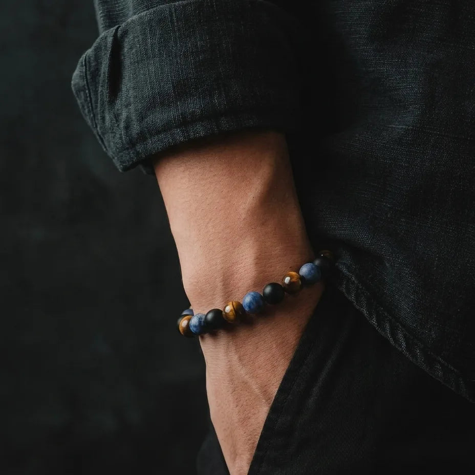 Sodalite, Tiger's Eye & Onyx Bracelet, 4mm, view 2 | Castello Jewels