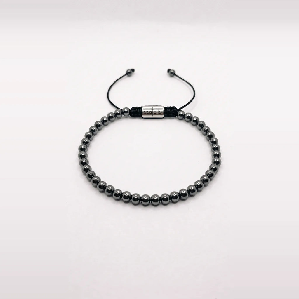 Hematite Beaded Bracelet, Water-Resistant · 4mm