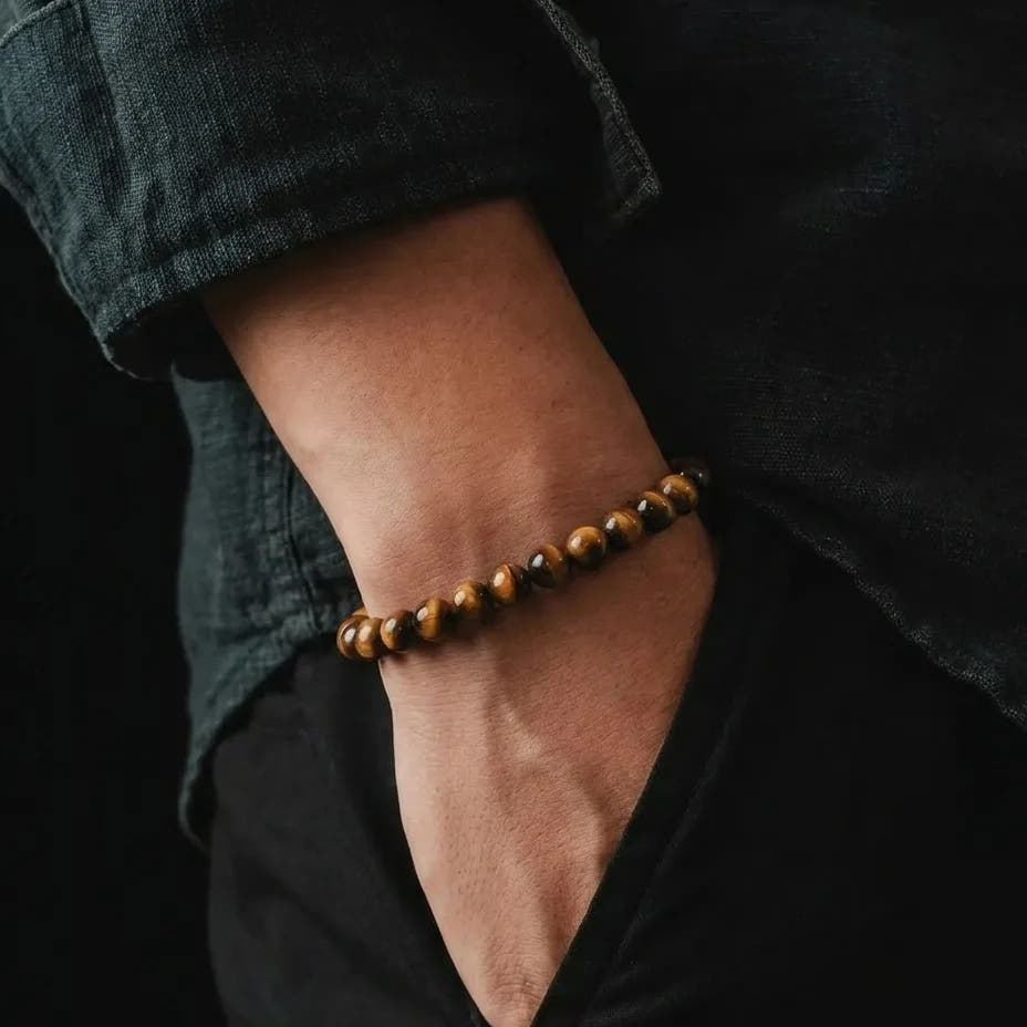Polished Tiger's Eye Bracelet, Water-Resistant · 4mm