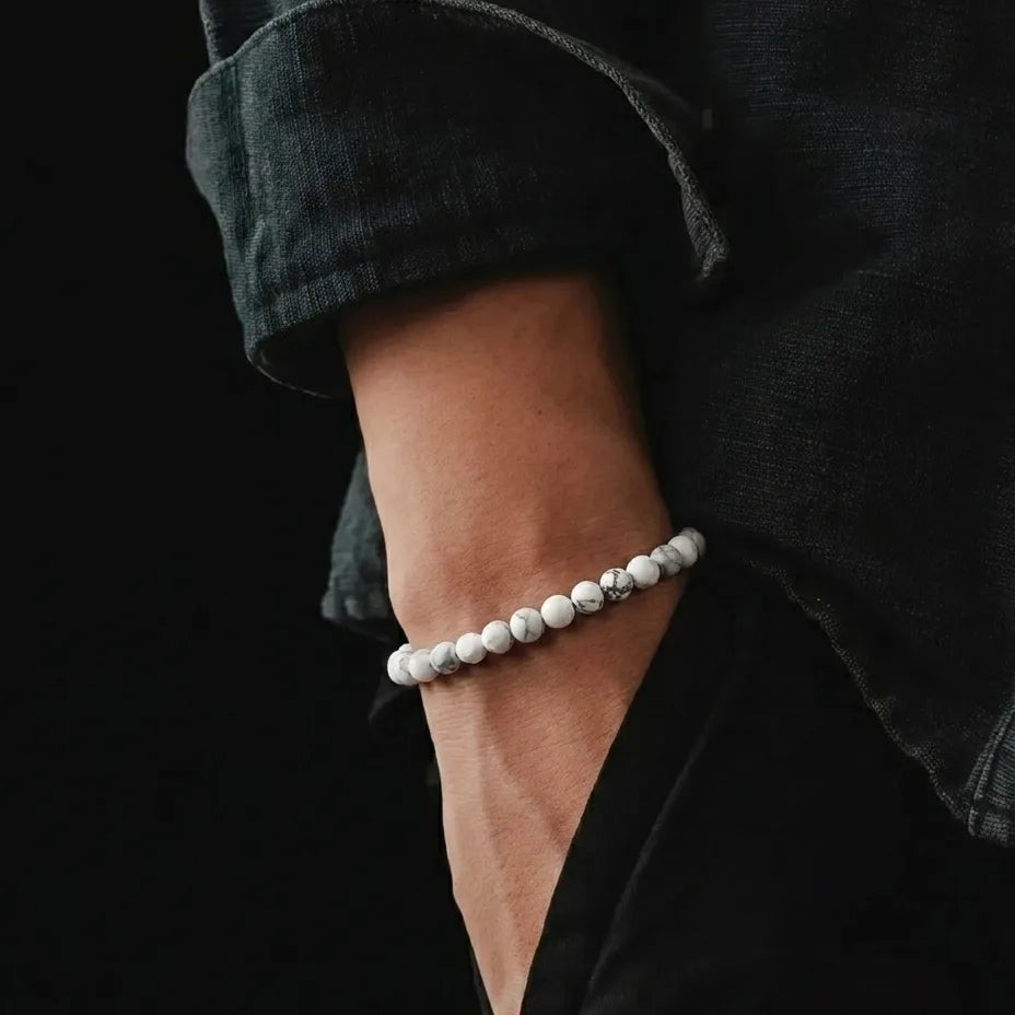 Howlite Bracelet, 4mm, view 2 | Castello Jewels