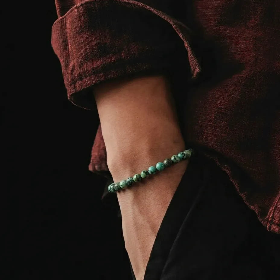 African Turquoise Bracelet, Waterproof · 4mm Beads