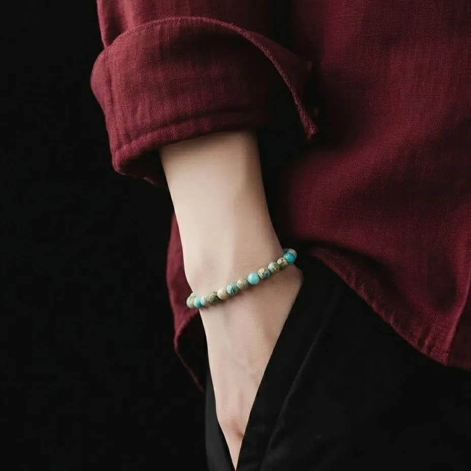 Jasper Turquoise Bracelet, 4mm, view 2 | Castello Jewels