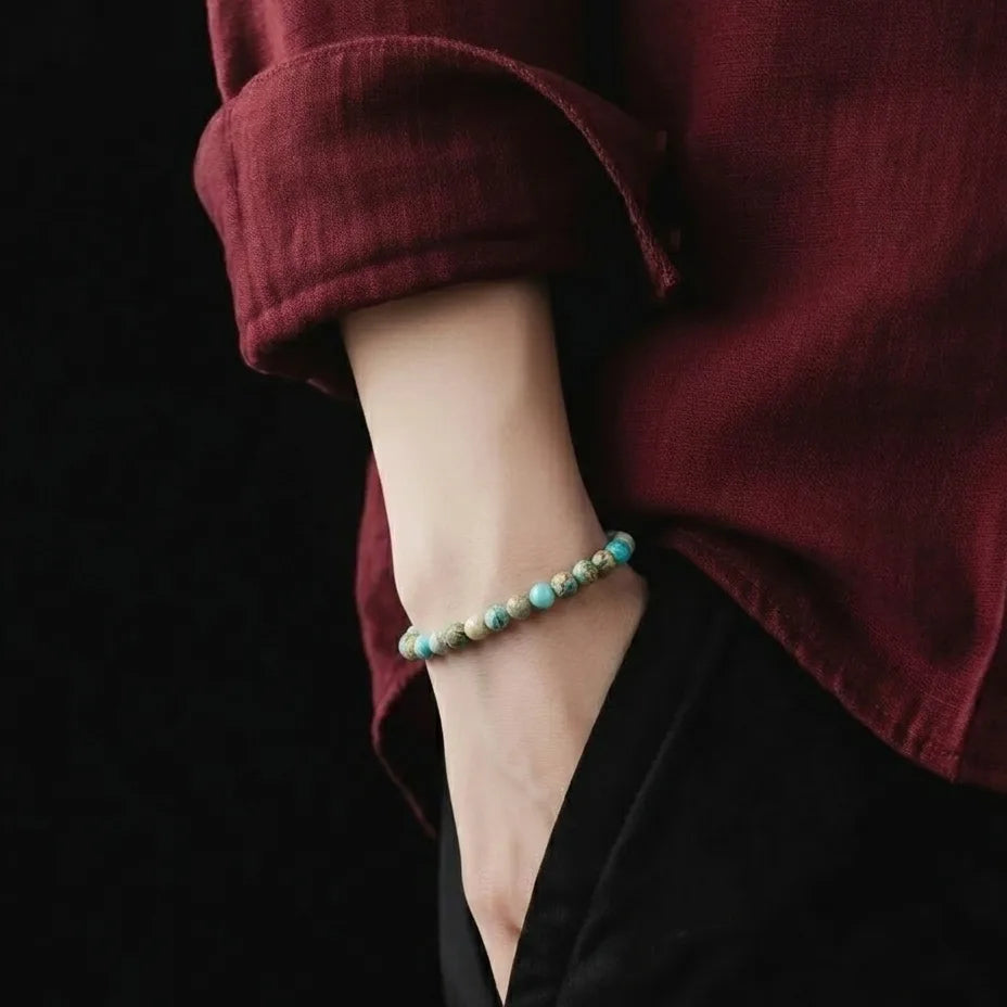 Jasper Turquoise Bracelet, 4mm, view 2 | Castello Jewels