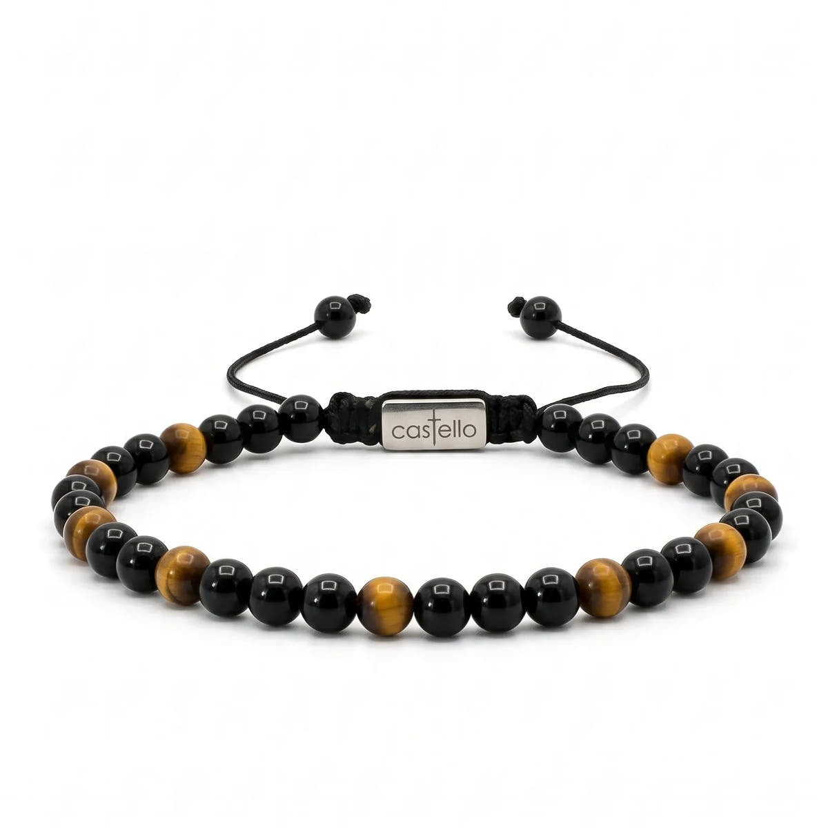 Onyx & Tiger's Eye Unisex Bracelet, 4mm | Castello Jewels