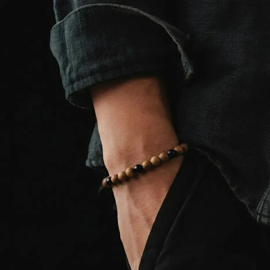 Tiger's Eye & Onyx Bracelet, Matte & Polished, 4mm, view 2 | Castello Jewels