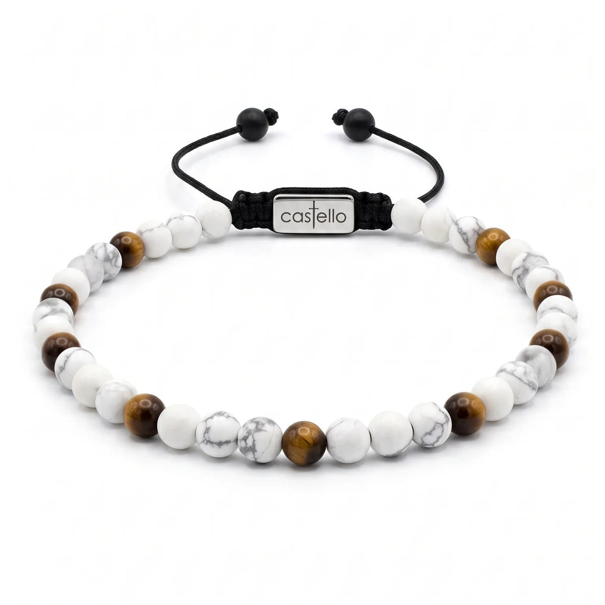 Howlite & Tiger's Eye Bracelet, 4mm | Castello Jewels