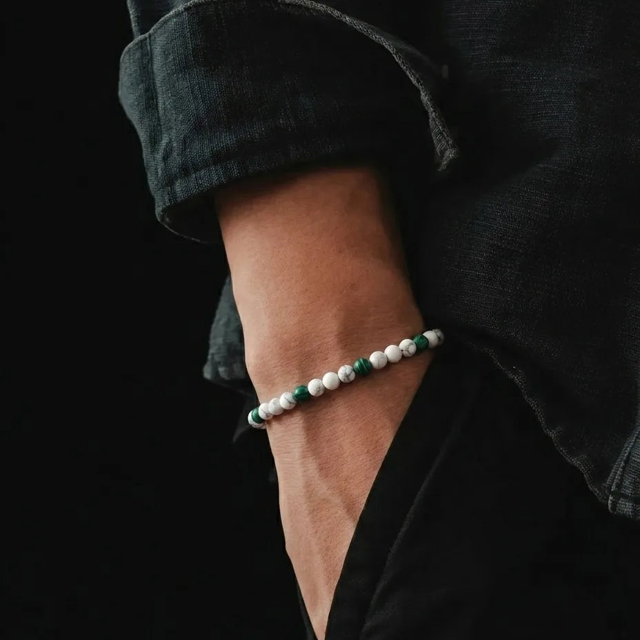 Howlite & African Turquoise Bracelet, 4mm, view 2 | Castello Jewels