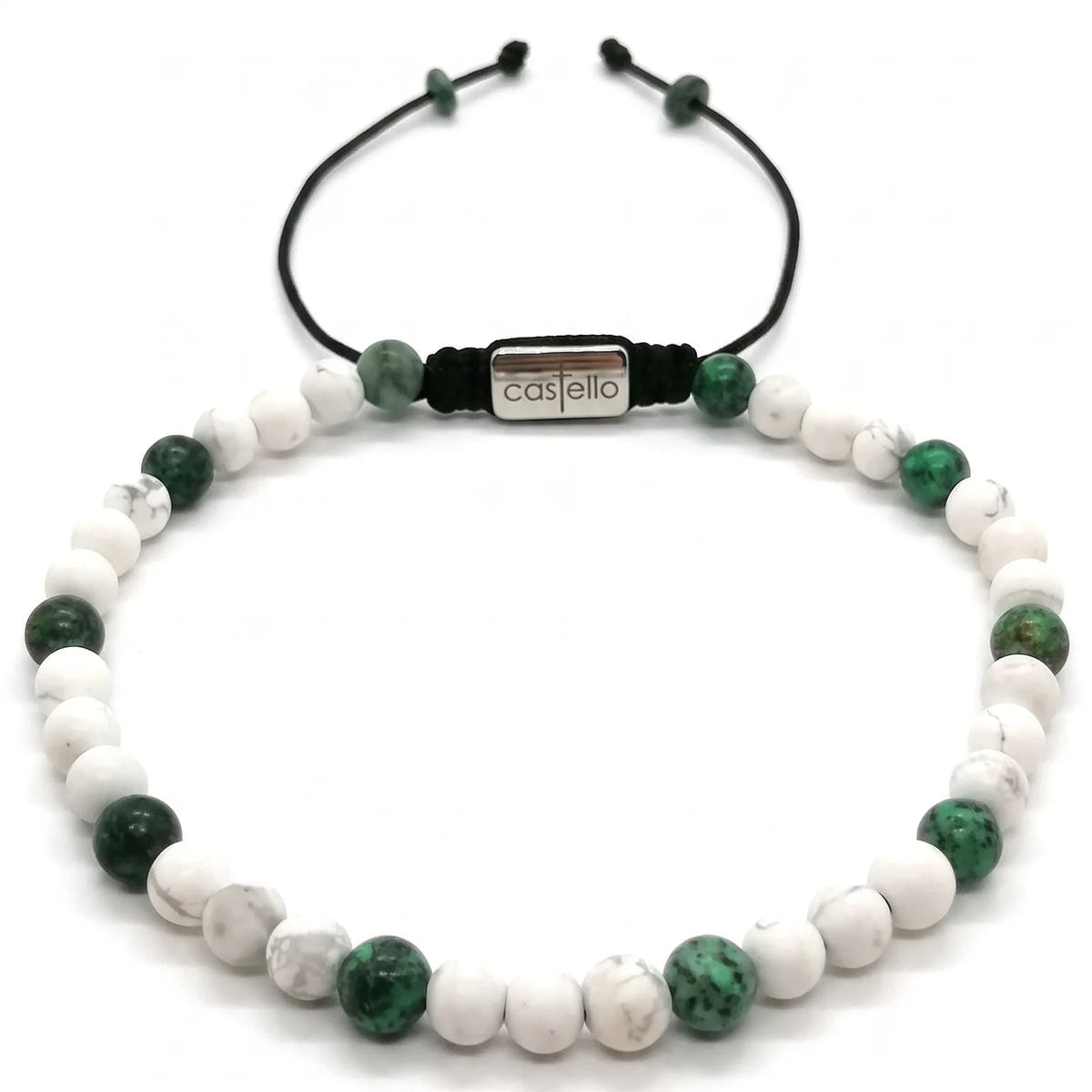 Howlite & African Turquoise Bracelet, 4mm | Castello Jewels