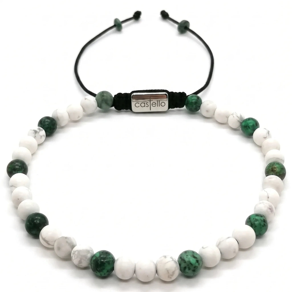 Howlite & African Turquoise Bracelet, 4mm | Castello Jewels
