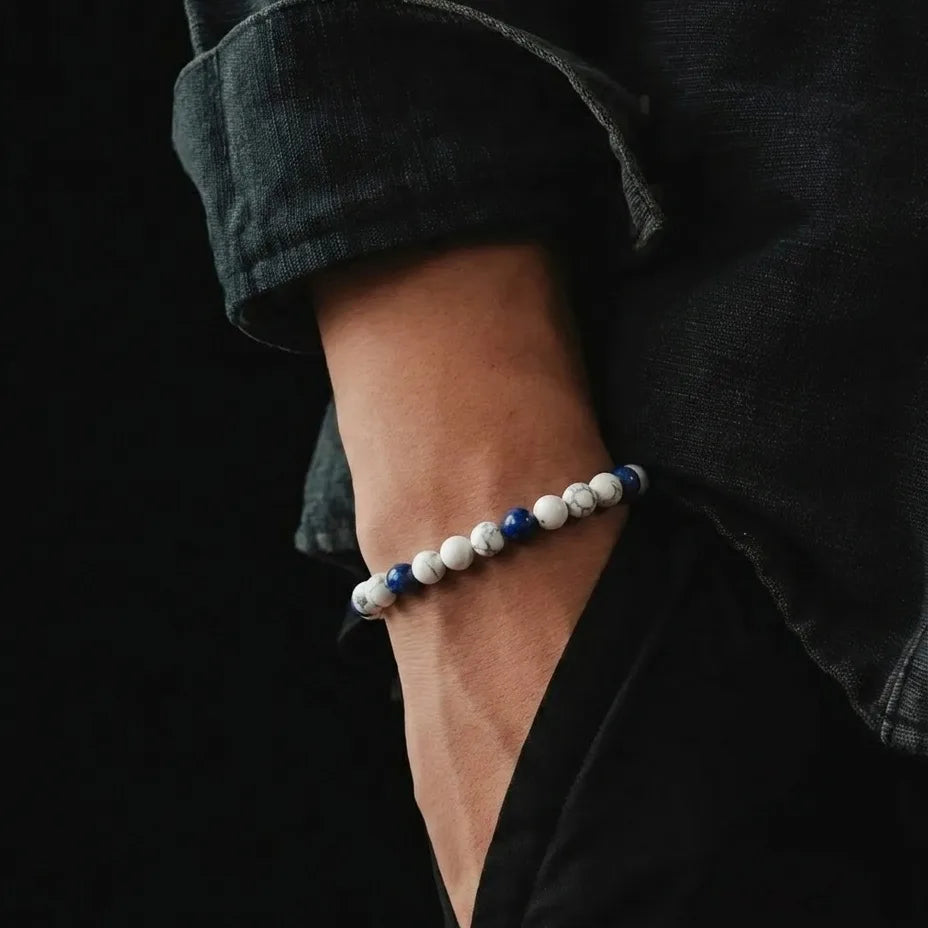 Howlite & Sodalite Bracelet, 4mm, view 2 | Castello Jewels
