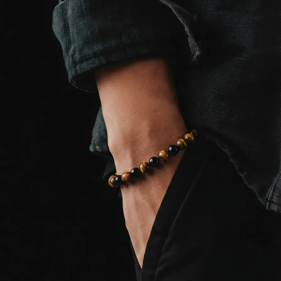 Tiger's Eye & Onyx Beaded Bracelet, 4mm, view 2 | Castello Jewels
