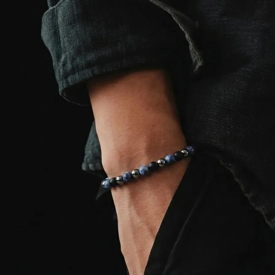 Onyx, Sodalite & Hematite Bracelet, 4mm, view 2 | Castello Jewels
