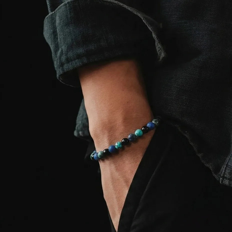 Sodalite, Onyx & African Turquoise Bracelet, 4mm, view 2 | Castello Jewels