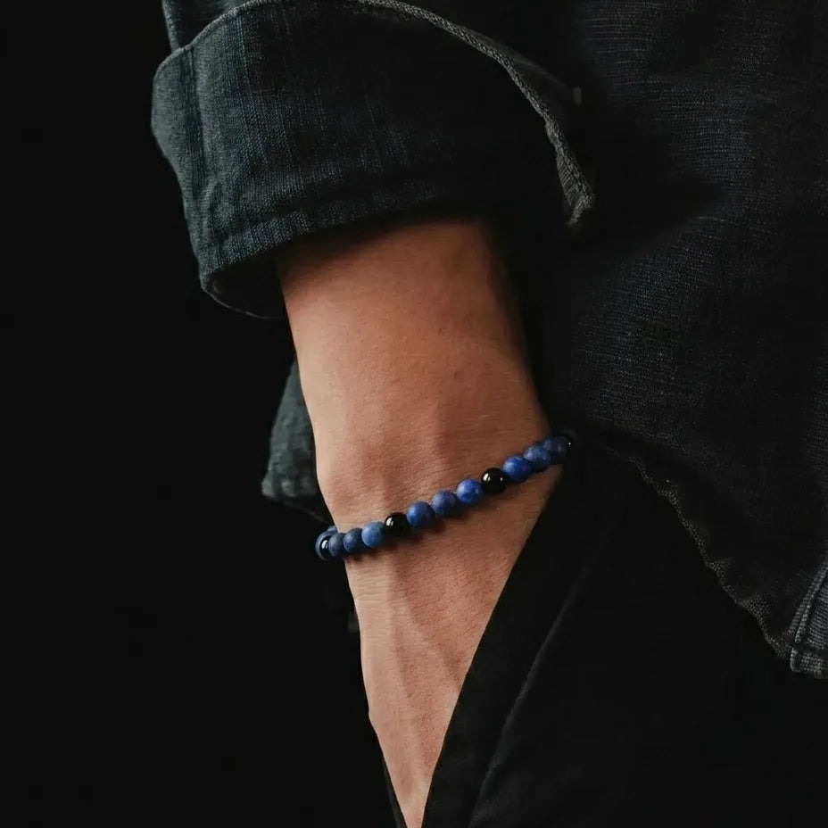 Sodalite & Onyx Bracelet, 4mm, view 2 | Castello Jewels