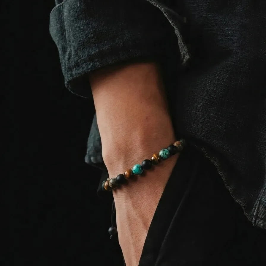 Onyx, Tiger's Eye & African Turquoise Bracelet · 4mm