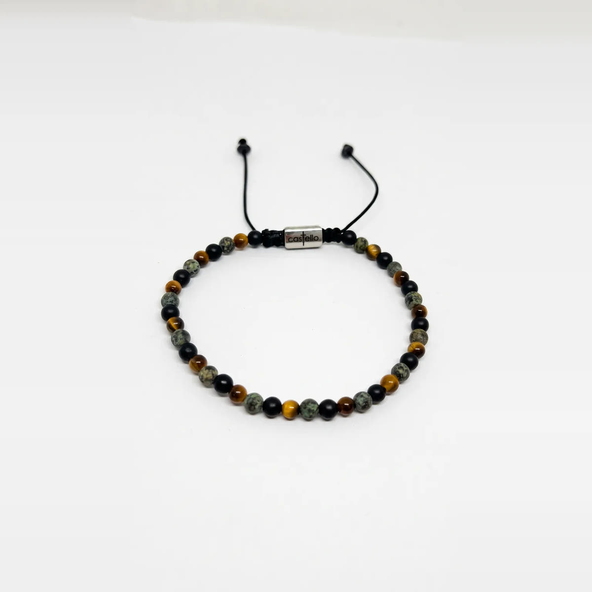 Onyx, Tiger's Eye & African Turquoise Bracelet, 4mm | Castello Jewels