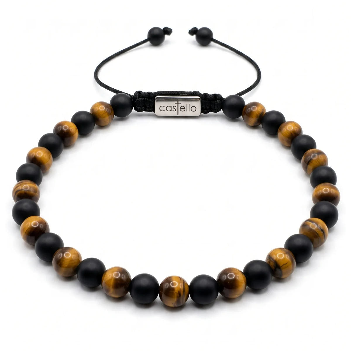 Onyx & Tiger's Eye Bracelet, Polished & Matte, 4mm | Castello Jewels