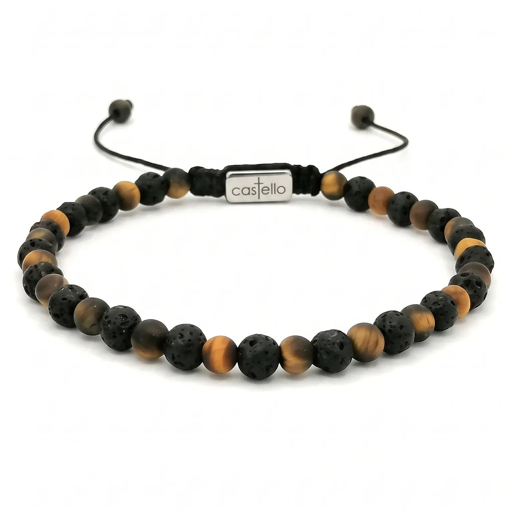 Lava & Tiger's Eye Bracelet, 4mm | Castello Jewels