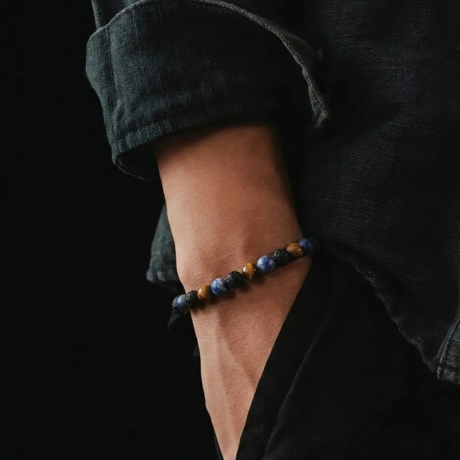 Lava, Tiger's Eye & Sodalite Bracelet · 4mm