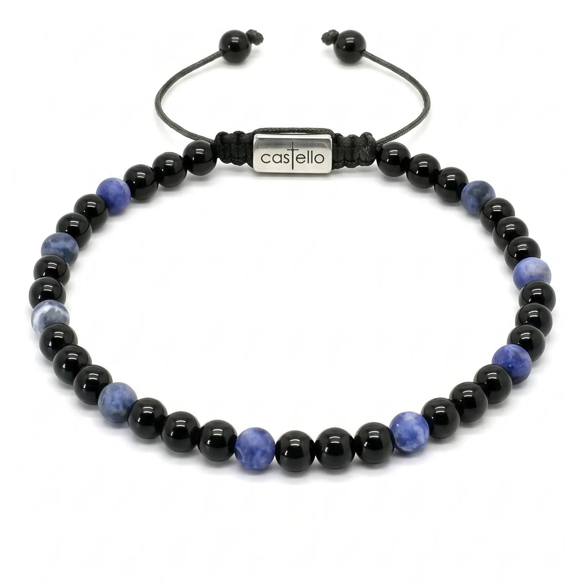 Onyx & Sodalite Bracelet, Polished, 4mm | Castello Jewels