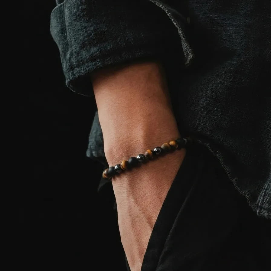 Tiger's Eye, Onyx & Hematite Stacking Bracelet, 4mm, view 2 | Castello Jewels