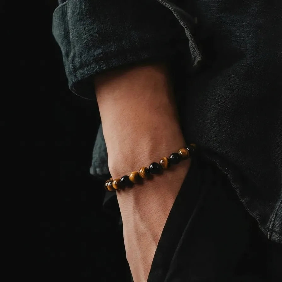 Polished Tiger's Eye Unisex Bracelet, 4mm, view 2 | Castello Jewels