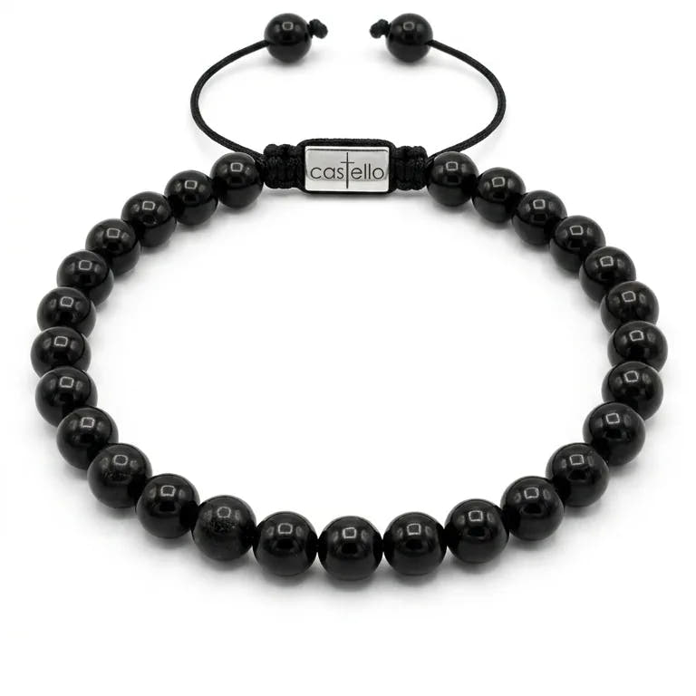 Polished Onyx Men's Bracelet, 4mm | Castello Jewels