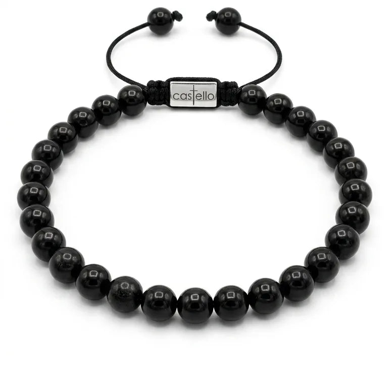 Polished Onyx Men's Bracelet, 4mm | Castello Jewels