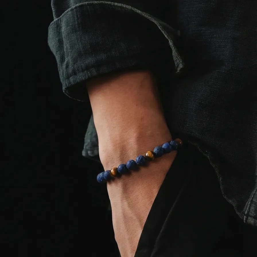 Sodalite & Tiger's Eye Gemstone Bracelet, 4mm, view 2 | Castello Jewels