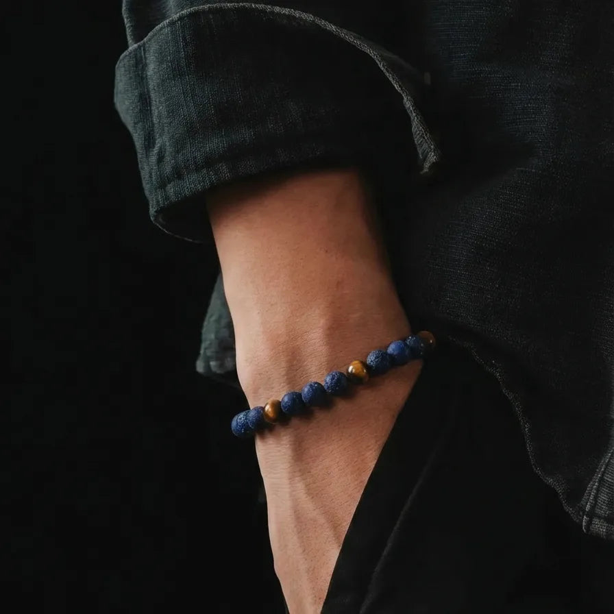 Sodalite & Tiger's Eye Gemstone Bracelet, 4mm, view 2 | Castello Jewels