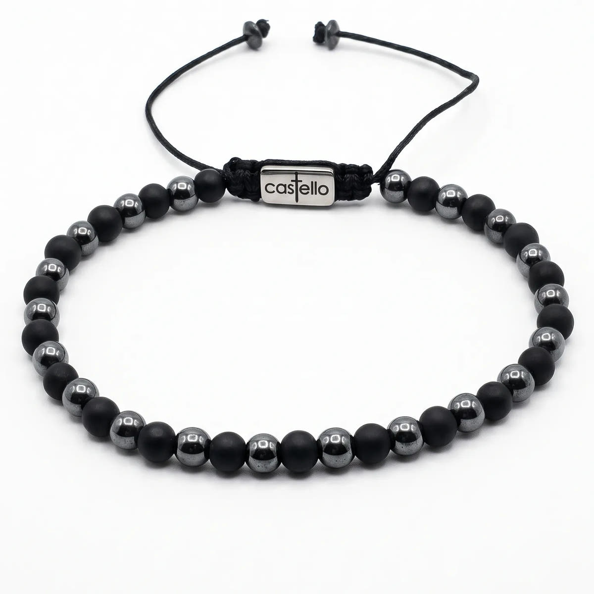 Onyx & Hematite Men's Bracelet, 4mm | Castello Jewels