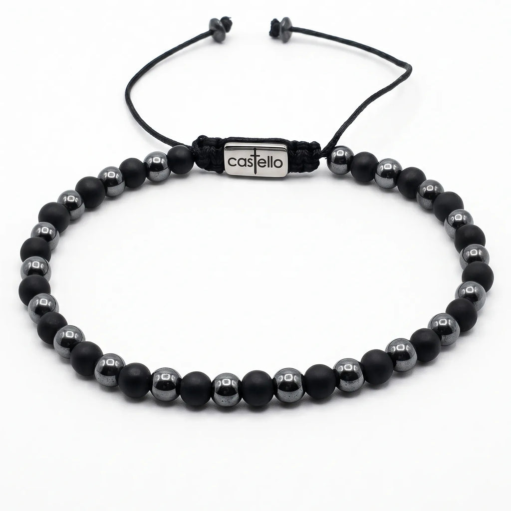 Onyx & Hematite Men's Bracelet, 4mm | Castello Jewels
