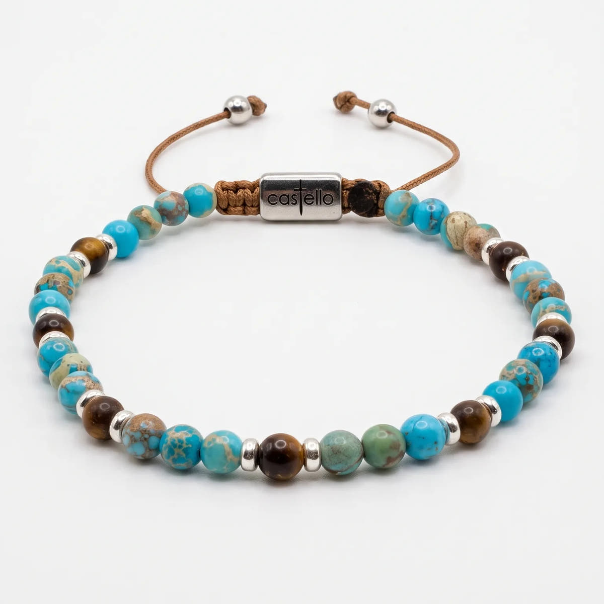 Classic Jasper Turquoise & Matte Tiger's Eye, Timeless, 4mm | Castello Jewels