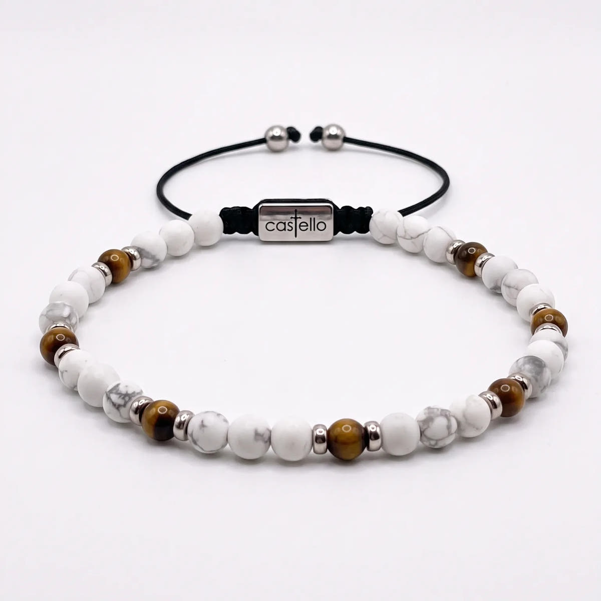 Classic Howlite & Polished Tiger's Eye — Timeless · 4mm