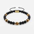 Classic Gold-Plated Onyx & Tiger's Eye Beaded Bracelet, Timeless, 4mm | Castello Jewels
