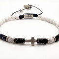 Howlite Cross Sterling Silver Bracelet, 4mm | Castello Jewels