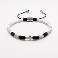 Howlite Cross Sterling Silver Bracelet, 4mm | Castello Jewels