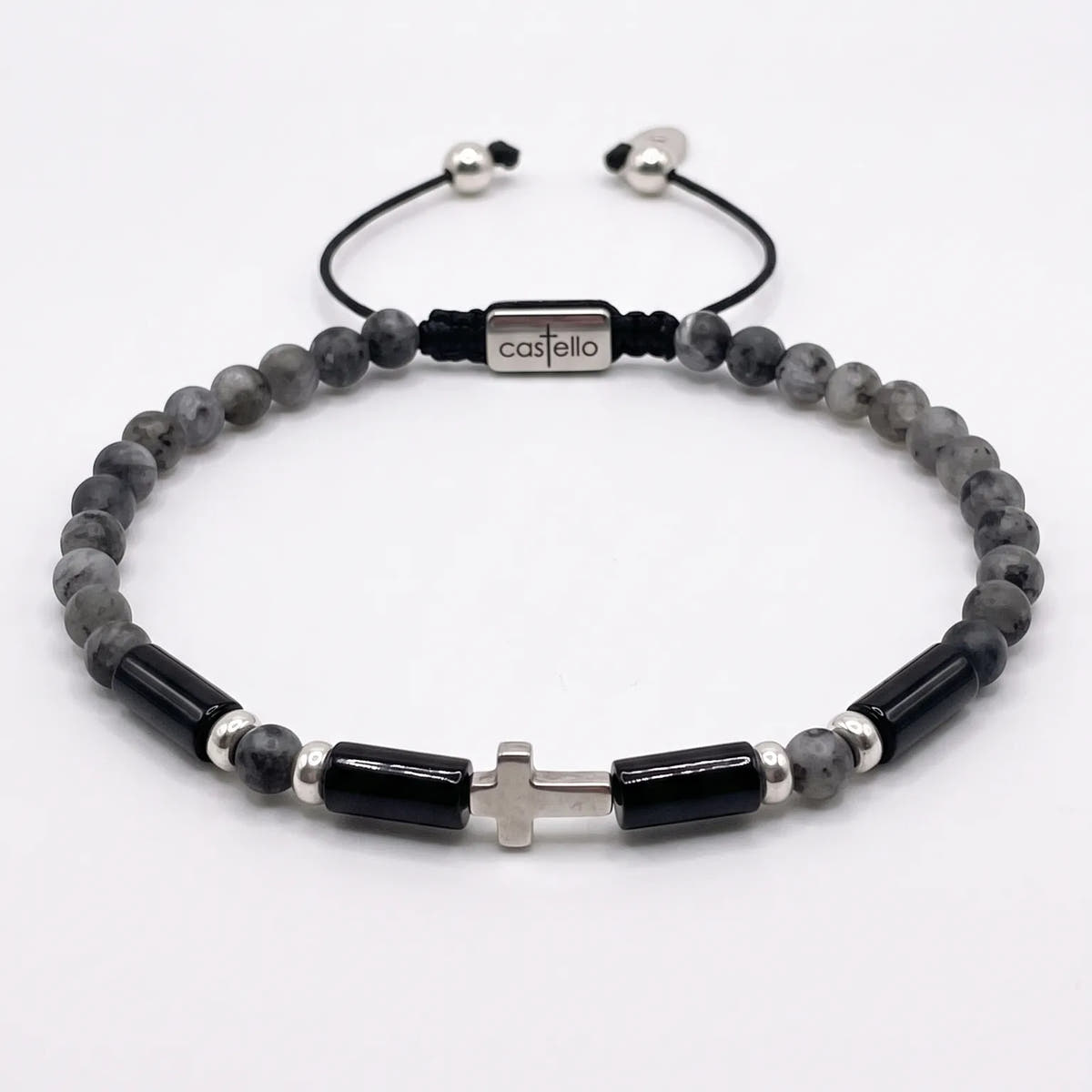 Labradorite Cross Bracelet for Men, 4mm | Castello Jewels