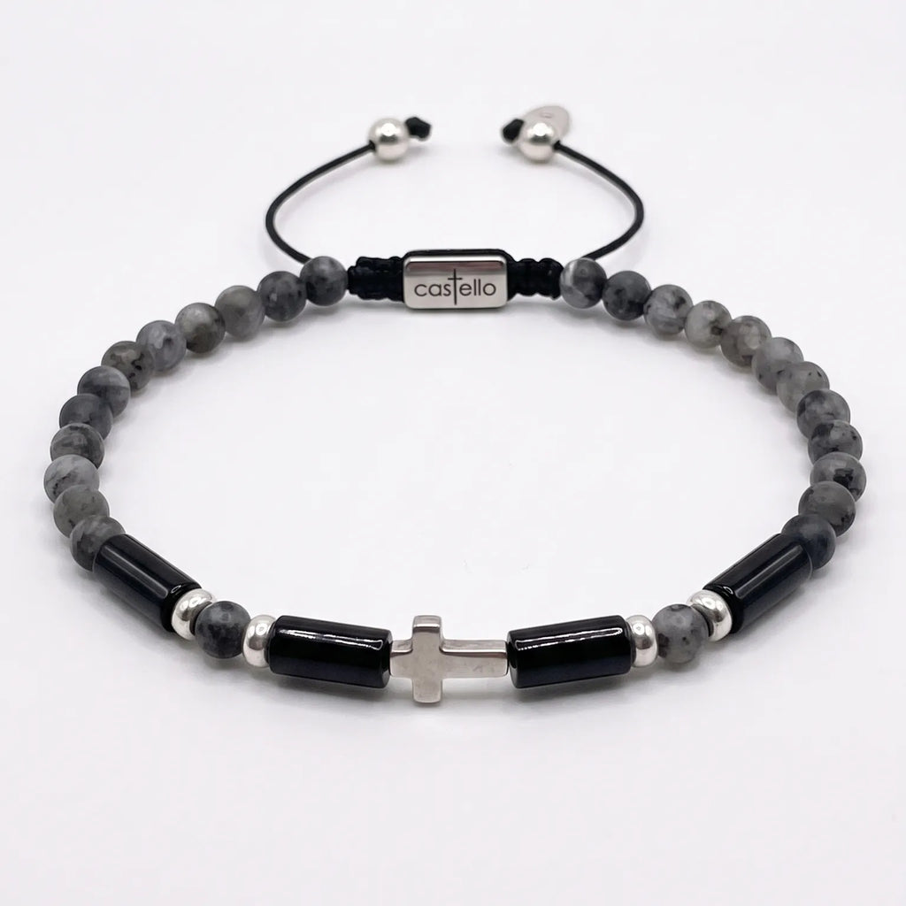 Labradorite Cross Bracelet for Men, 4mm | Castello Jewels