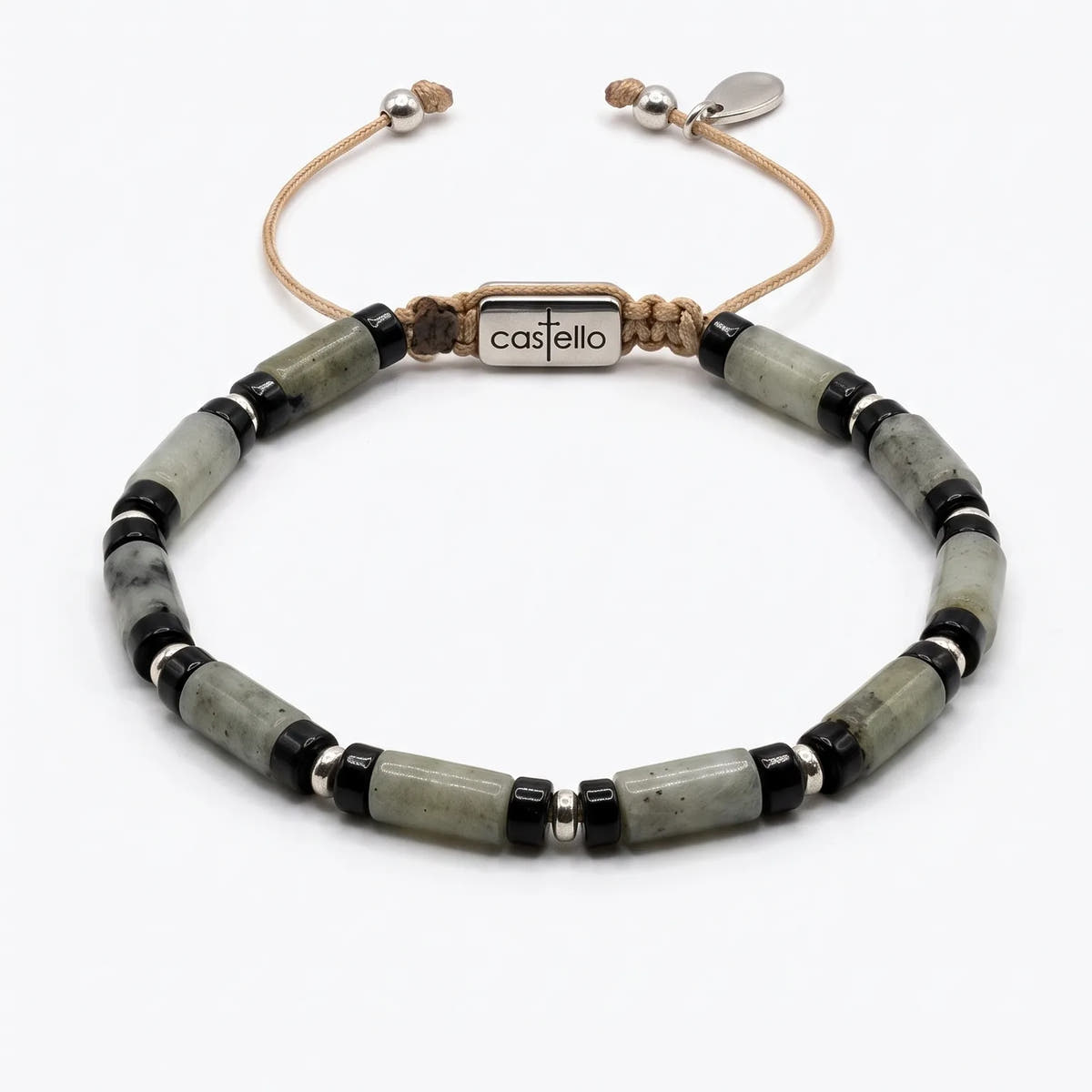 Minimal Spectrolite Sterling Silver Bracelet, 4mm | Castello Jewels