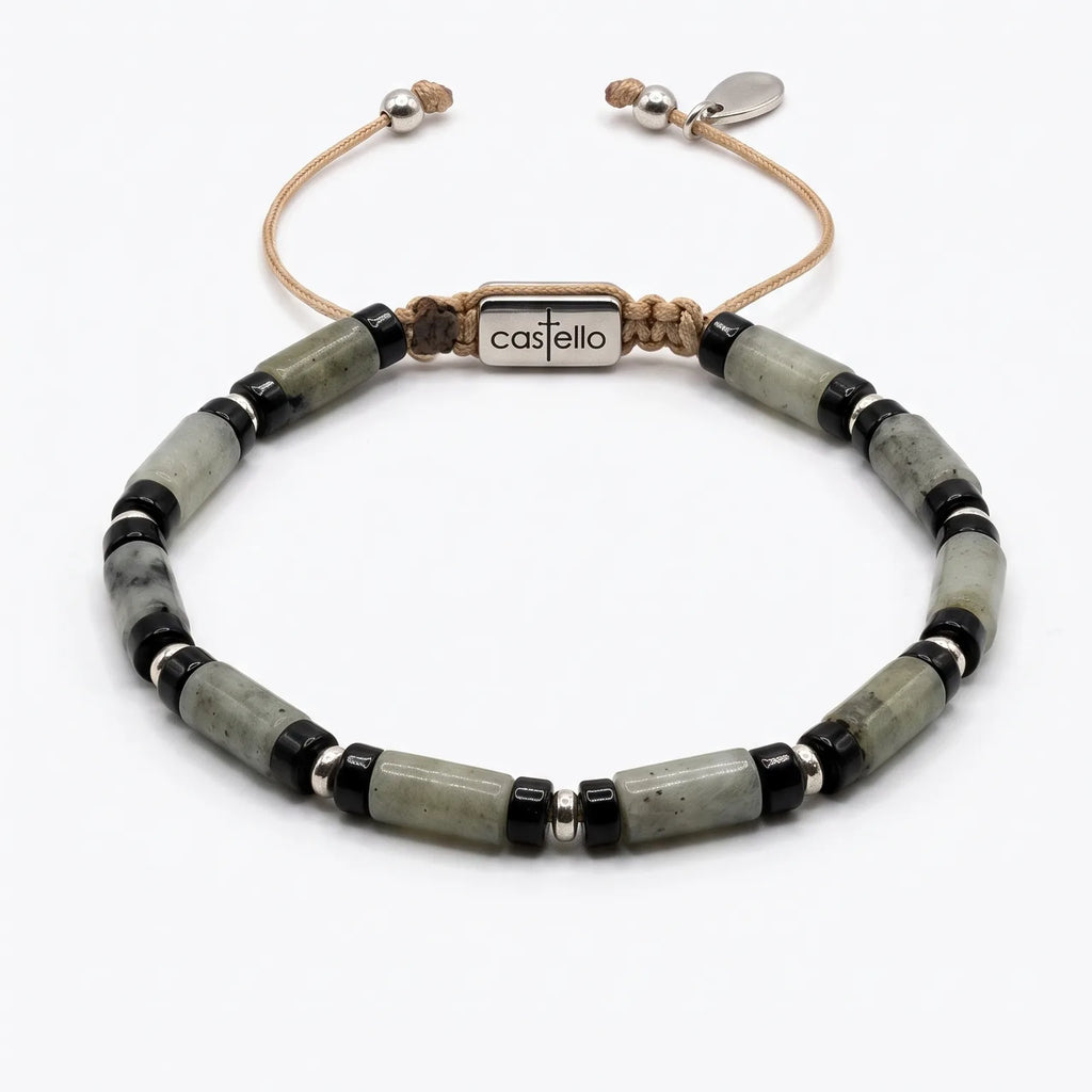 Minimal Spectrolite Sterling Silver Bracelet, 4mm | Castello Jewels