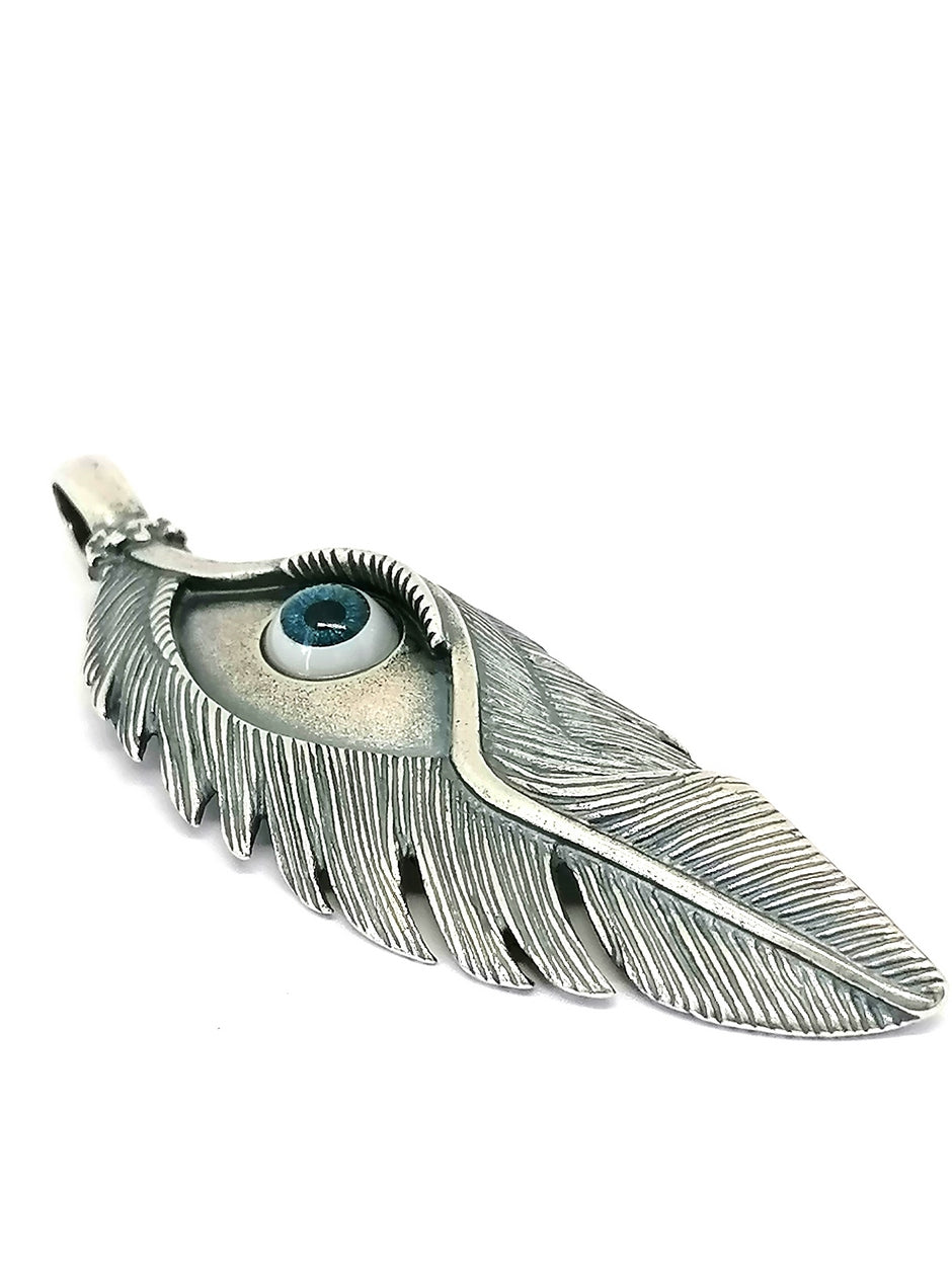 925 Sterling Silver retro Evil Eye pendant — view 2 | Castello Jewels