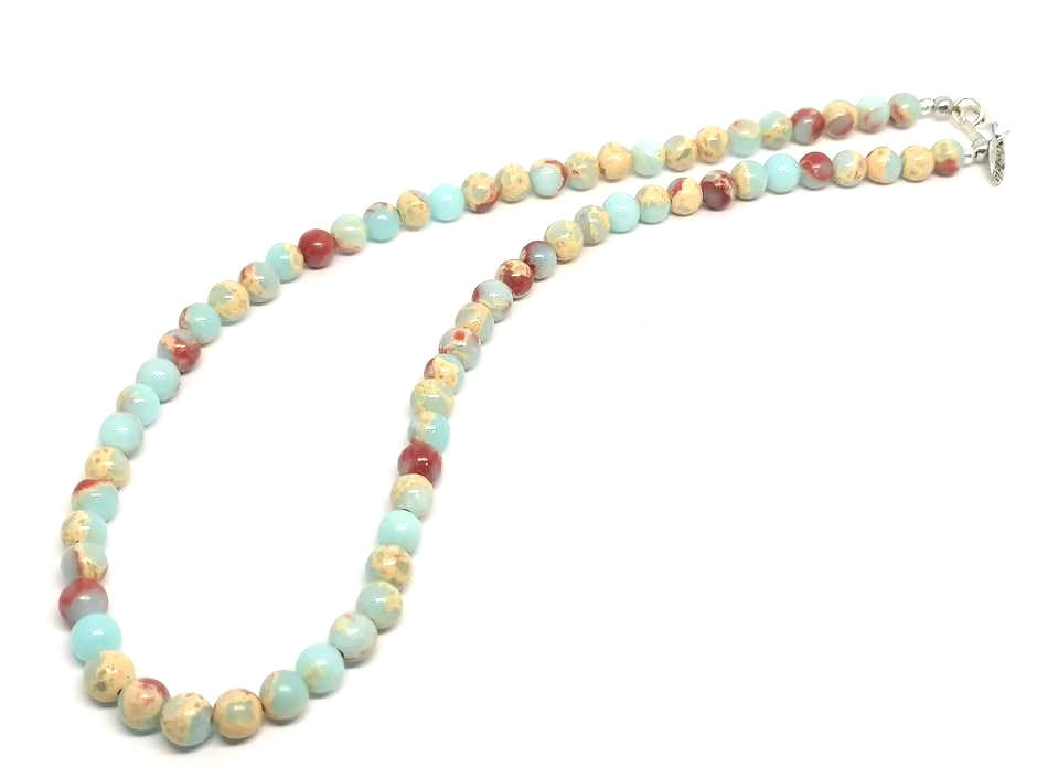 Snakeskin Jasper Beaded Necklace, 6mm | Castello Jewels