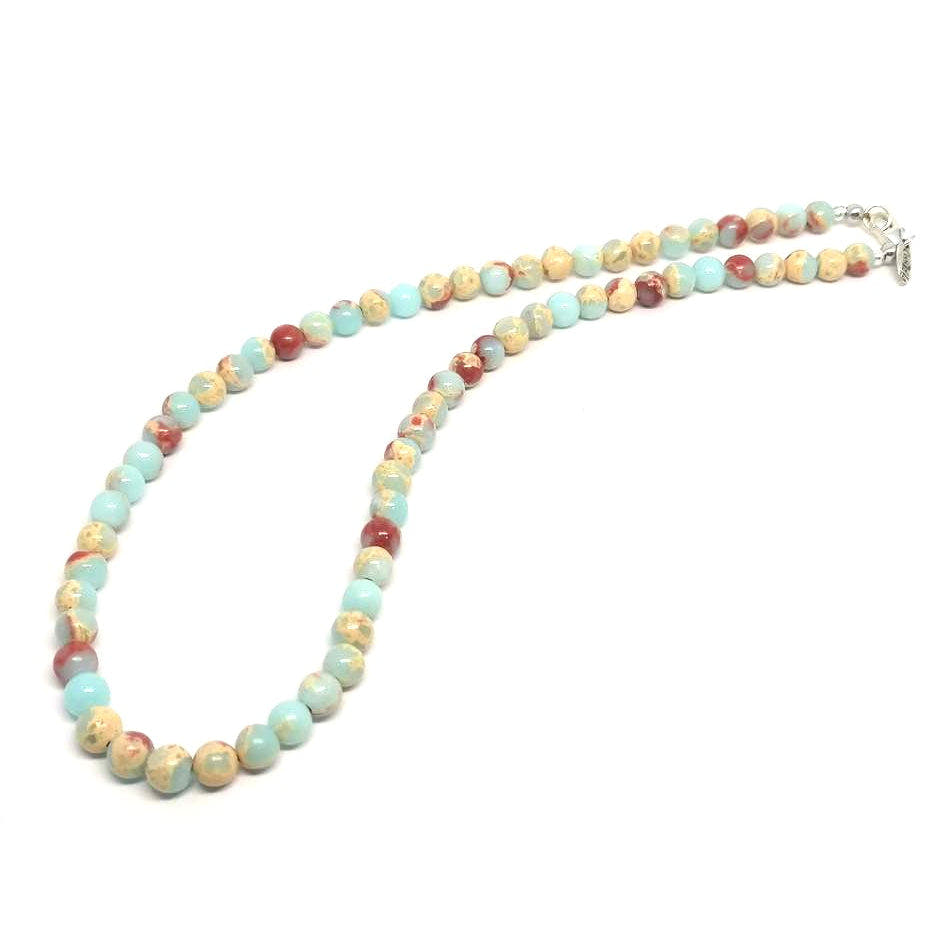Snakeskin Jasper Beaded Necklace, 6mm | Castello Jewels