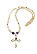 Hand Made Necklace Silver 925 Cross With Grey Agate stone 6mm | Castello Jewels
