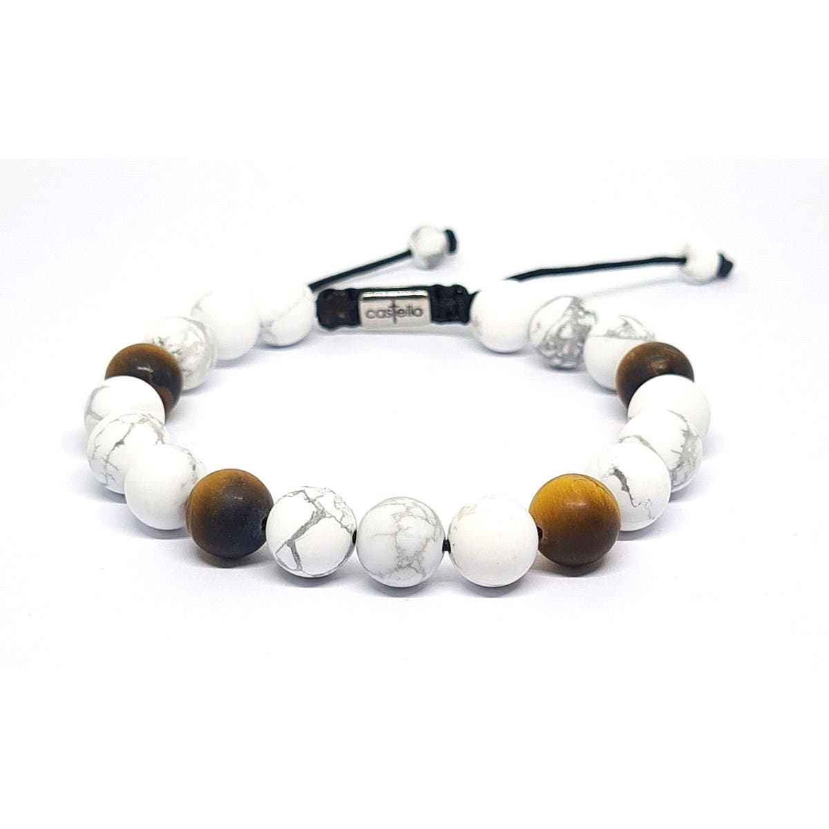 Howlite & Tiger's Eye Gemstone Bracelet, 10mm | Castello Jewels