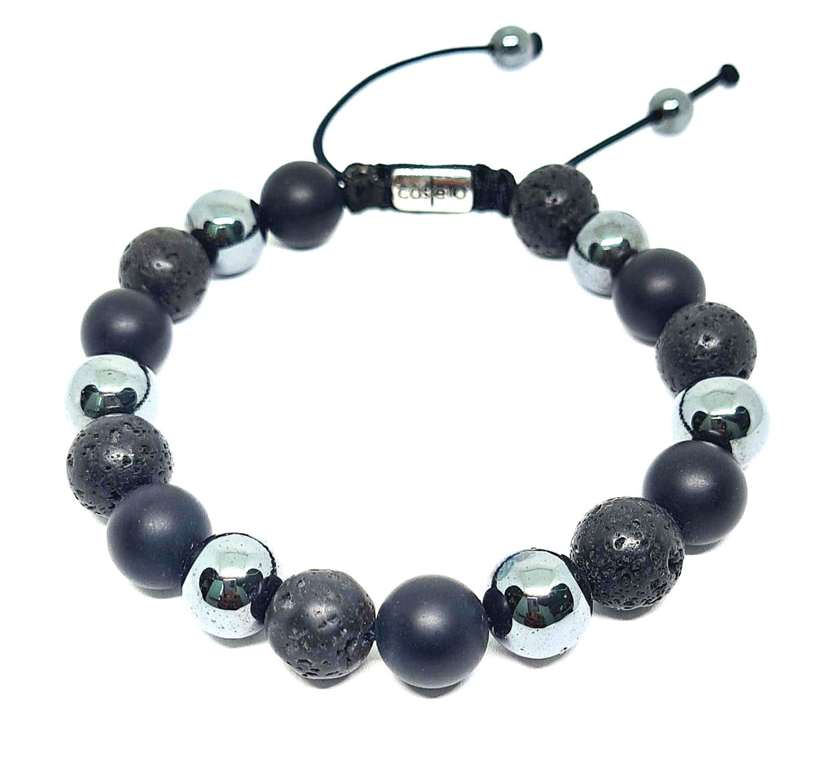 Hematite, Lava & Onyx Everyday Bracelet, 10mm | Castello Jewels